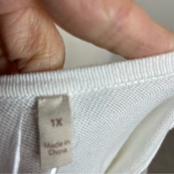 Soft Surroundings White Black Zipper Sweater 1X - Picture 8 of 8